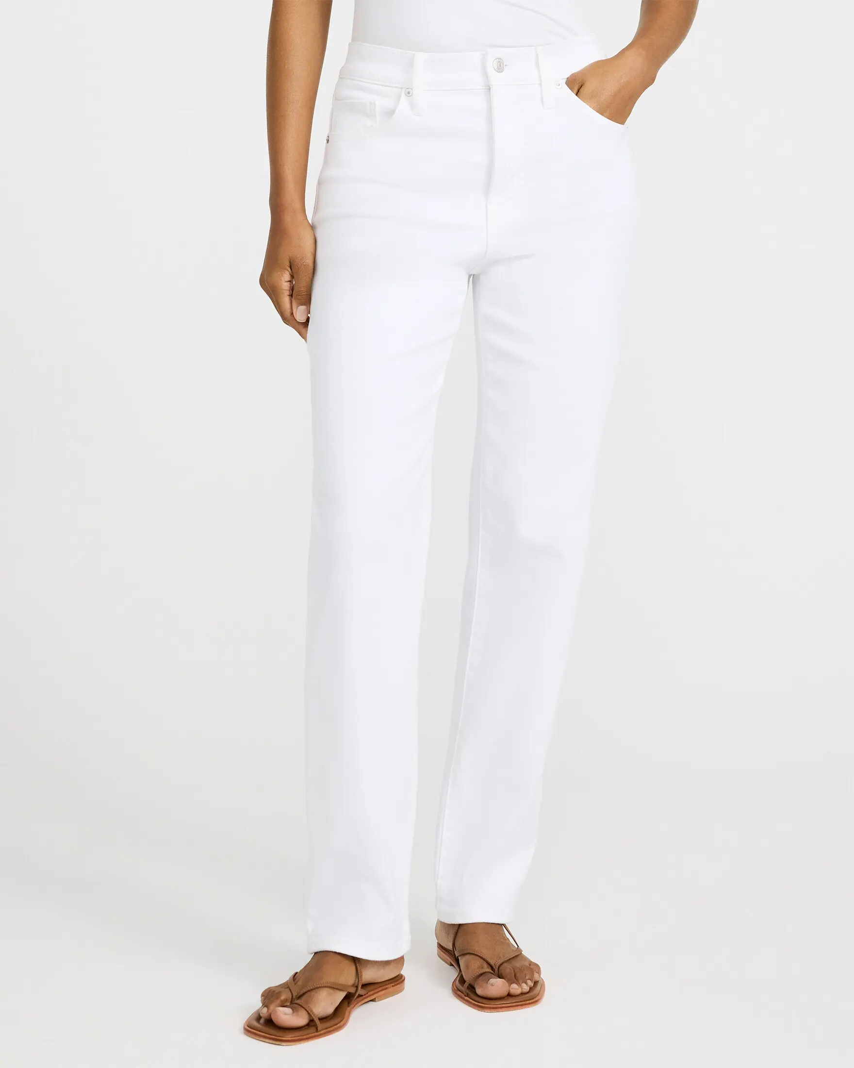 Express High Waisted Straight White Jeans in Hyper Stretch