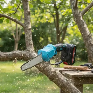 Mini Cordless Chainsaw Electric Pruner lightweight Garden Tool Portable Outdoor Cutting 4 or 6 Inch Branch Trimmer Yard Maintenance Diy Safety Lock Non-Slip Handle for Orchard Shrub shaping Wood Board Vine Clearing Lithium Chainsaw Handheld Chain Saw