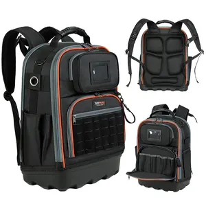 TUFFWORX Tool Backpack, 35 Pockets, 18.5 x 13.7 x 7.8 Inches, Black and Orange, Water-Repellent TUFFWORX Tool Backpack, 35 Pockets, 18.5 x 13.7 x 7.8 Inches, Black and Orange, Water-Repellent