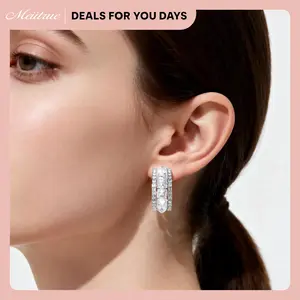 MEIITRUE Nature Energy Series 925 Sterling Silver Plated Crystal Hoop Earrings for Women, Hypoallergenic Lightweight C-Shaped Zirconia Earrings, Perfact Fashion Jewelry Gift for Special Moment
