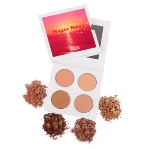 Magic Hour Highlight Palette - Vegan 4-Pan Highlighter Palette for Melanin-Rich Skin, Highly Pigmented Shimmer, Silky Smooth Formula, Perfect for Summer & Everyday Wear