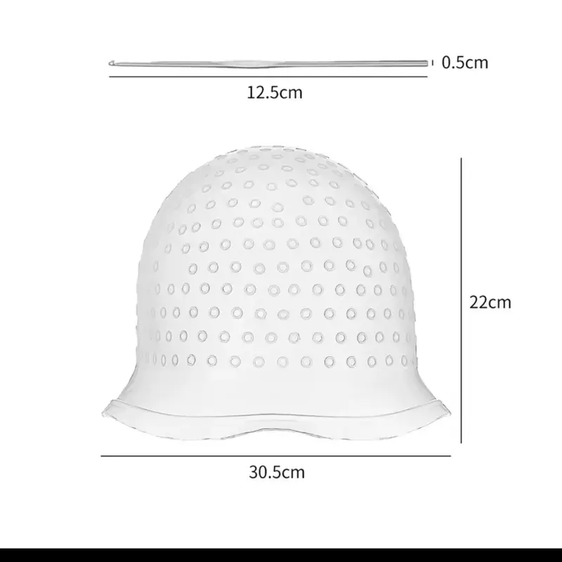 Silicone Hair Coloring Cap with Hook Needle – Highlighting & Dyeing Tool