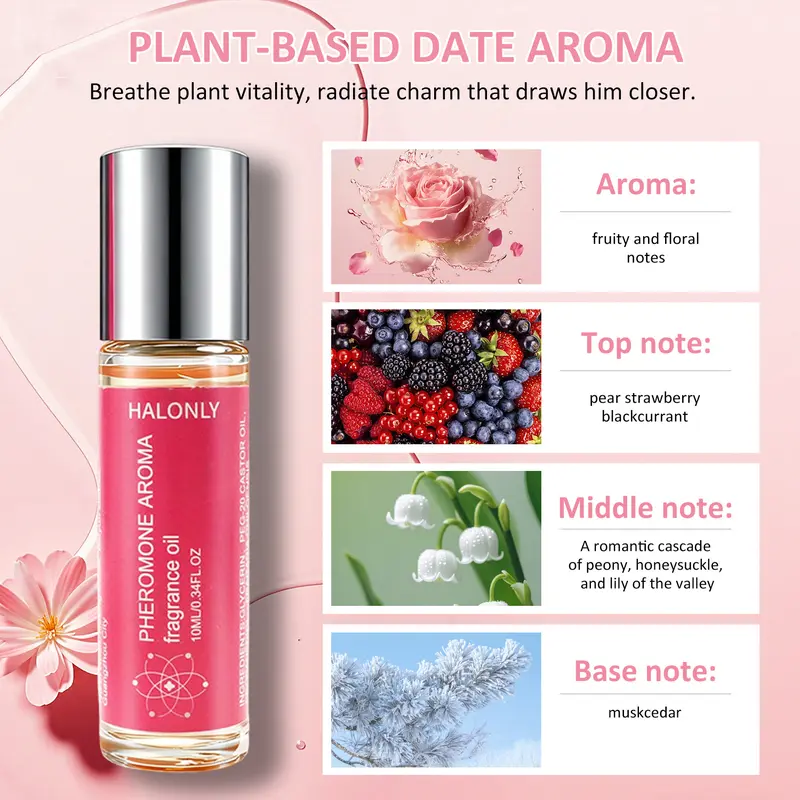 Halonly—Black Friday- Roll-On Pheromone Perfume Oil for Women - 10ml Alcohol-Free Adults' Fragrance, Natural Essential Oils Infused Long-Lasting Floral Lavender Cedar Honeysuckle Scent, Travel-Size Italian Aroma for Daily & Social Moments