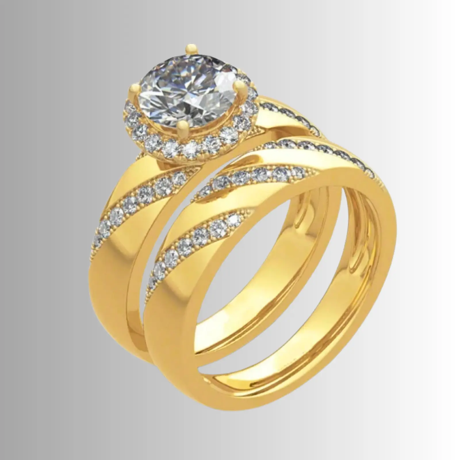 A set of two stackable rings made of 18k gold-plated alloy, set with Zirconia stones, suitable for women's everyday wear. A perfect Valentine's Day gift.
