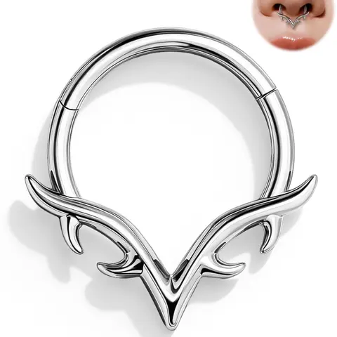 Oufer V-Shape Blade Wings 16G Stainless Steel Segmented Septum Ring, Corrosion Resistant Female Nose Piercing Septum Jewelry for Everyday Wear