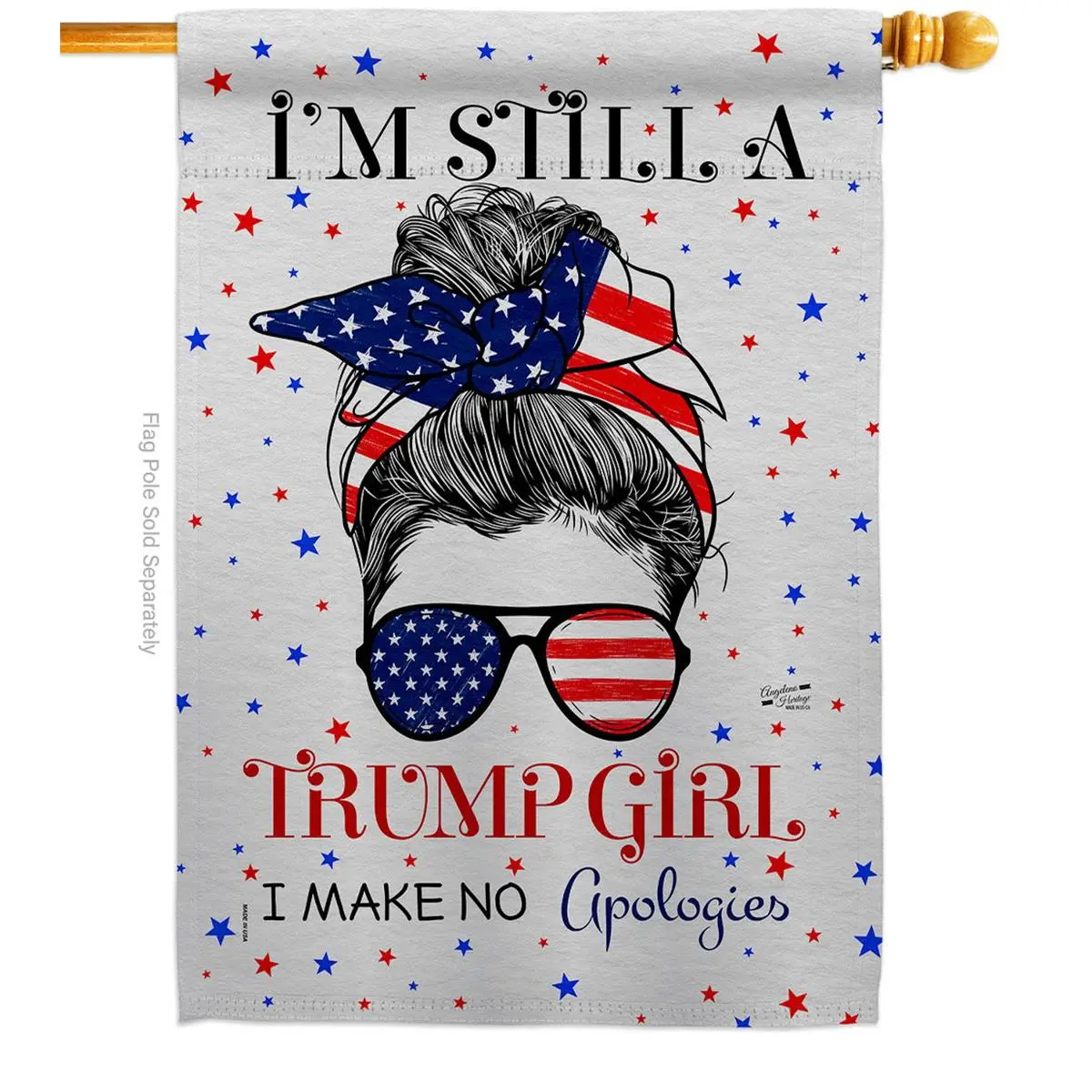 28 x 40 in. Trump Girl Americana Political House Flag with Double-Sided Decorative Vertical Flags