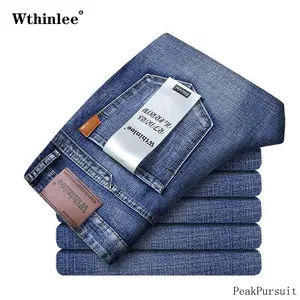 Business Men's Jeans Casual Straight Elastic Fashion Classic Blue Work Pants Men Clothing Sizes 28-40 Menswear used with raincoat
