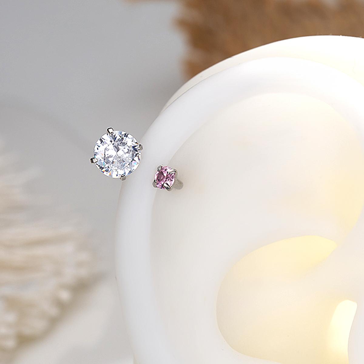 Oufer 16G Horseshoe Internally Threadless AAA+ Garde CZ Revisable Nostril Nose Cartilage Helix Lobe Piercing Ring Inner Diameter 7mm 8mm 9mm