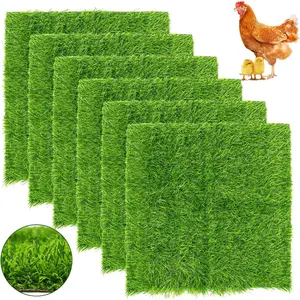 12×12" 6 Pack Washable Artificial Grass Chicken Nesting Pads for Chicken Coop Pet Garden Lawn Indoor Outdoor Use