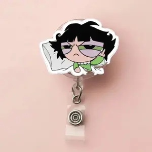 Power puff girls Retractable ID Badge Reel Office Accessory Unique Gift for Nurses, Doctors, Teachers and Medical Staff Coworkers
