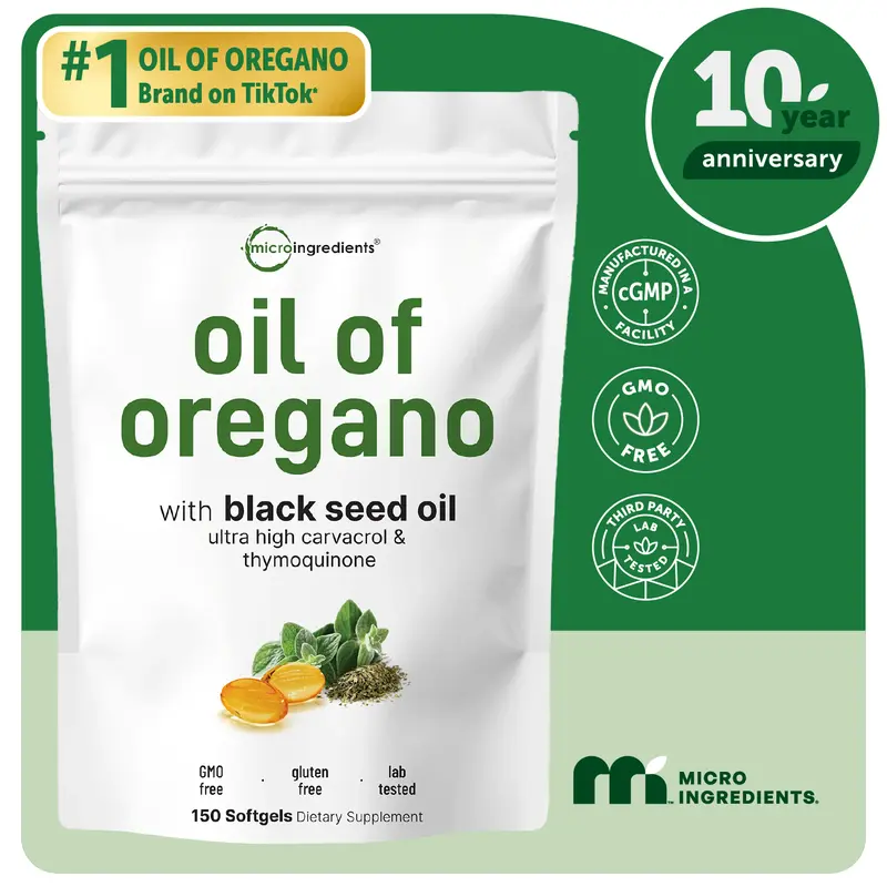[Live Exclusive] Micro Ingredients Oregano Oil with Black Seed Oil 150 Softgels, 4X Strength Carvacrol & Thymoquinone | Plant Based, Non-GMO