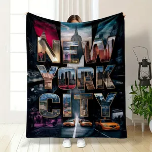 New York City Vibe Blanket, Experience Urban Charm, Incorporate Metropolis Style into Your Home, Perfect for Enhancing Living Room & Bedroom Ambiance, Unique Design Transforms Your Space Instantly