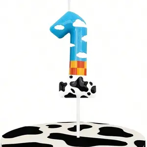Blue Dog Paw Themed Birthday Candles, Number 2 Paw Print Party Supplies, 2.76 Inch Paw Cake Topper Decorations, Fun Birthday Celebrations