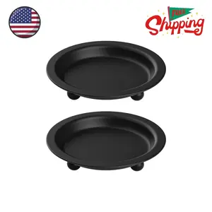 Black Candle Candlestick Holder Decor, 4.13 Inch Round Candles Tray Holders Set of 2