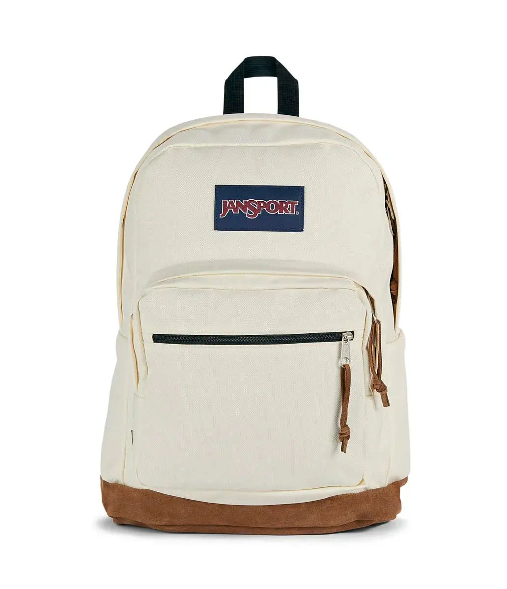 Jansport Big Student Backpack – Vintage suede bottom, letter patch; college backpack with large capacity; casual school daypack for teens