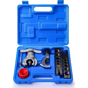 HVAC FlaringTool Kit for 1/4 to 3/4in Pipes, 45 Degree Eccentric Cone Type, 2 Flaring Splints, Single Flaring Tool with a Pipe  and Deburring Reamer, for Copper and Aluminum Pipes