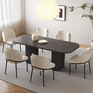 Guyii 65" Black Pressed Wood Dining Table for 4-6 People Modern Farmhouse Style Rectangular Tabletop Durable Sturdy Construction Elegant Timeless Design for Living Room Kitchen