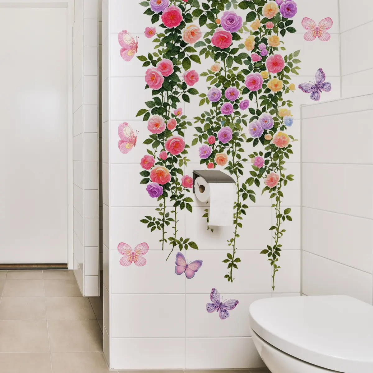 A new style flower vine butterfly wall sticker, Floral Pattern Sticker, an atmospheric home decoration sticker, Decorative Wall Sticker M18754