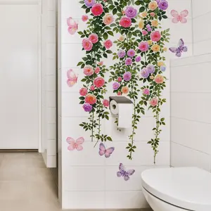 A new style flower vine butterfly wall sticker, Floral Pattern Sticker, an atmospheric home decoration sticker, Decorative Wall Sticker M18754