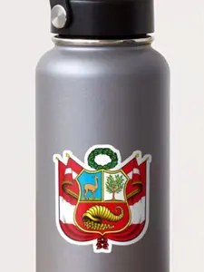 Peru Coat Of Arms Sticker Bumper Vinyl Decal 2.43 x 2.5 inch for Water Bottles and Cars National Pride Accessory