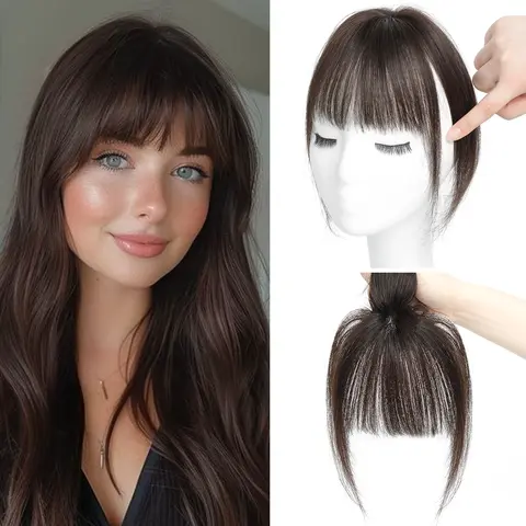 SARO-UP Women's 8in Clip-in Bangs Real Human Hair Extensions, Easy-to-Use Coverage Hair Pieces for Female, Natural Look Clip Ins