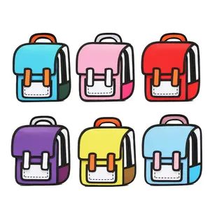 Cute Creative 2D Comic Drawing Backpack - Spacious Student Bag for School and Travel