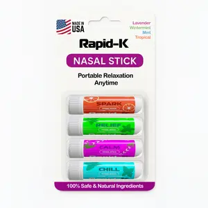 Wintergreen, Mint, Tropical Citrus, Lavender Nasal Inhaler Stick Vapor Burst - Aromatherapy for Focus, Energy & Breathing - Made in USA