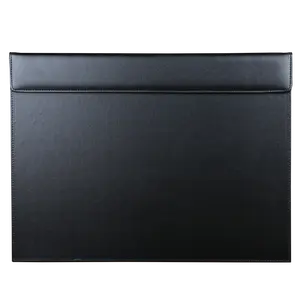 KINGFOM Ultra-Smooth PU Leather Desk Pad & Mat Office Desk Drawing & Writing Board A3 A4 File Paper Clip Table Protector Mat on Top Large 24''x18'' (Black)