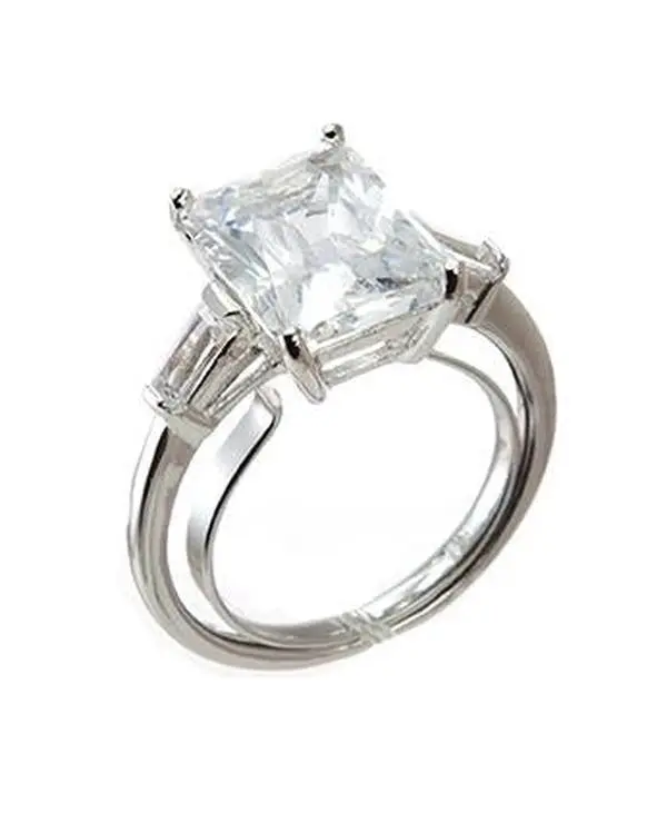 AILEEN Unisex Petite Emerald-Cut Custom Crystal Costume Jewelry Ring, Fashion Accessory Emerald Cut Ring for Daily Wear, Crystal Rings