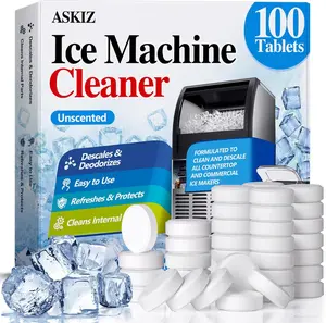 100 Pack Ice Machine Cleaner Descaler Tablets-Ice Maker Cleaner Compatible with Frigidaire, Opal, GE Profile  ASKIZ