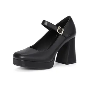 IDIFU IN4 Platform Mary Jane Shoes Women's Pumps High Chunky Square Closed Toe Heels Block Ankle Strap Work Wedding Prom Comfortable Dress Shoe Dressy Cute Trendy Vintage Heel Pump Shoes