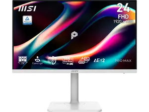 MSI 24 inch Full HD 144Hz IPS Adaptive Sync 1ms USB-C White Computer Monitor with Height Adjustable, Swivel, Pivot & Tilt Stand for both work & Gaming PRO MAX 241PHW E14