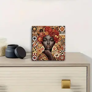 African Woman Pattern DIY Diamond Arts Colorful Painting Kit without Frame, 5D Diamond Decor Painting by Numbers Kit, DIY Wall Art Decor, Diamond Painting Kits