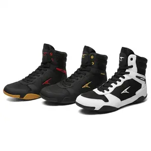 ASHION Men's Boxing Shoes Lightweight High-Top Sneakers For Training & Gym Zero Drop Gum Sole With Superior Traction Breathable Combat Boots For Muay Thai Fitness Anti-Slip Sports Footwear
