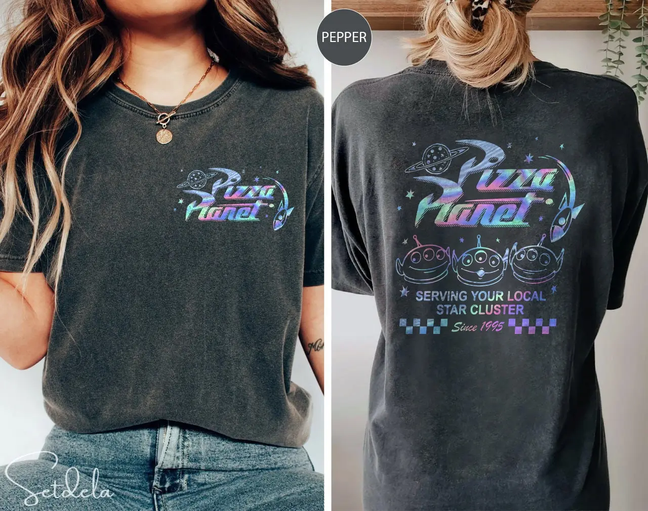 Vintage Pizza Planet Two-Sided Shirt, Toy Shirt Story Alien Shirt, Pizza Planet Alien Shirt, Magic Kingdom Shirt Trip Shirt Unisex Cotton Crewneck Shirt