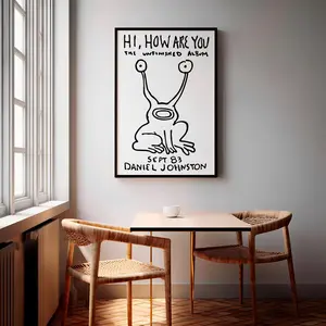 Daniel Johnston Art Print, "Hi, How Are You?" Poster, Vintage Cartoon Wall Decor, Music Gift