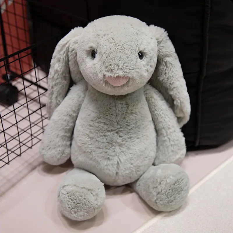Bonnie Rabbit Plush Doll Toy - Soft Gray Bunny with Large Ears, Adorable Expression, Cozy Embrace & Generously Sized; Highland Cow Weighted Stuffed Animal for Kids, Boyfriend & Girlfriend Gifts