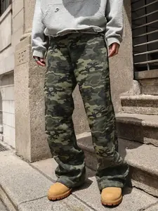 Men Vintage Washed Loose Fit Casual Wide Leg Jeans Long Y2K Camo Pants Gift All Seasons 2026