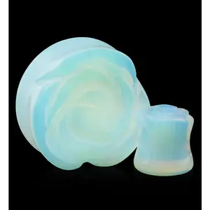 Opalite Glass Rosebud Plugs