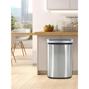 A13 Gallon Trash Can Kitchen, Automatic Garbage Can Touchless Motion Sensor, Stainless Steel Trash Can With Lid Anti-Fingerprint Mute Designed, Waste Bin 50L, For Office Bedroom Living Room Trash Can