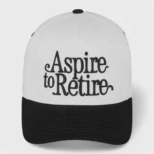 C.C Aspire to Retire Trucker Hat, Funny Retirement Hat, Minimalist Embroidered Cap, Retirement Gift Idea, Aesthetic Black White Hat