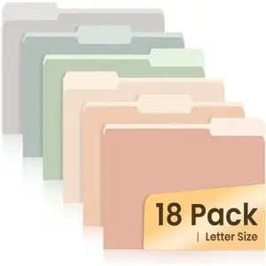 File Folders, 18 Pack Manilla Folders 8.5 x 11, Colored Folder Office Organization  School Folders for Documents Files Paper, 6 Pastel Colors