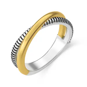 Mytys Two-tone Interlaced Ring Simple and Elegant Women's Jewelry Mother's Day Gift Trendy Jewellery Accessories