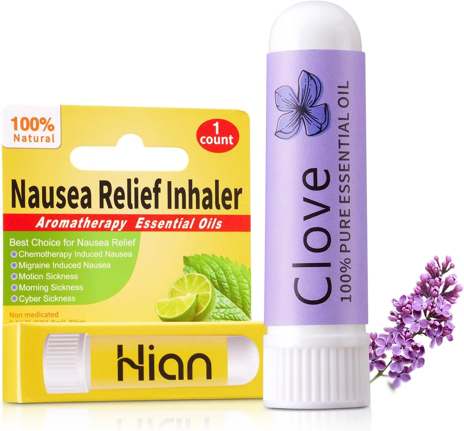 Hion Nausea Relief Inhaler-Clove, Natural Essential Oils Inhalers