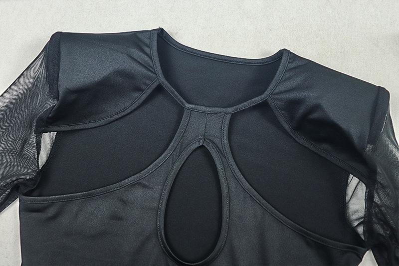 Body-hugging Shirt Collar Long Sleeve Design Hollow-out Dress