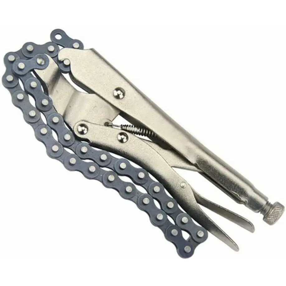 Heavy Duty Self-Locking Chain Pliers - 19-in Chain Clamp Wrench for Oil Filter, Pipe Vise Uses, with Quick Release, Cutting, Fastening, Assembling Functions