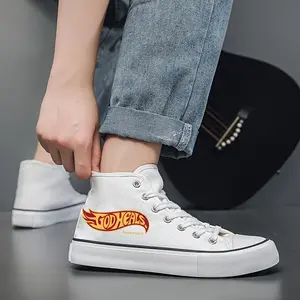 Christian 'God Heals' Canvas Shoes, Retro Single-sided Print, Comfortable Street Style Christian Bible Gift Fun Pattern Canvas Shoes Easter TikTok Shop Deals TikTok Shop Summer Outfits Streetwear Gifts for Him