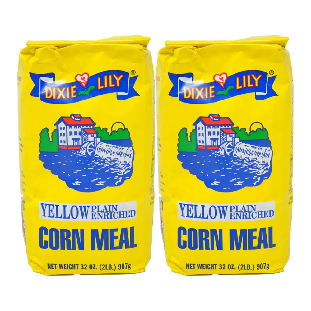 Dixie Lily Yellow Plain Enriched Corn Meal 32 oz, 2 Pack – Classic Cornmeal for Baking & Cooking