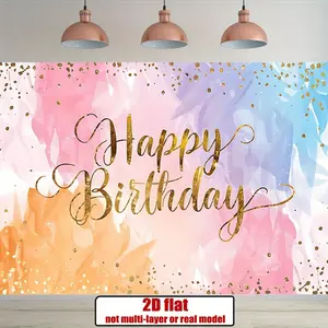 2D Flat Polyester Wishing Banner, 1pc Watercolor Blush Pink Cloud Summervibe Birthday Party Backdrop Decoration, Reusable Photo Prop Wall Decor for Home Room, Festive Multicolor Supply