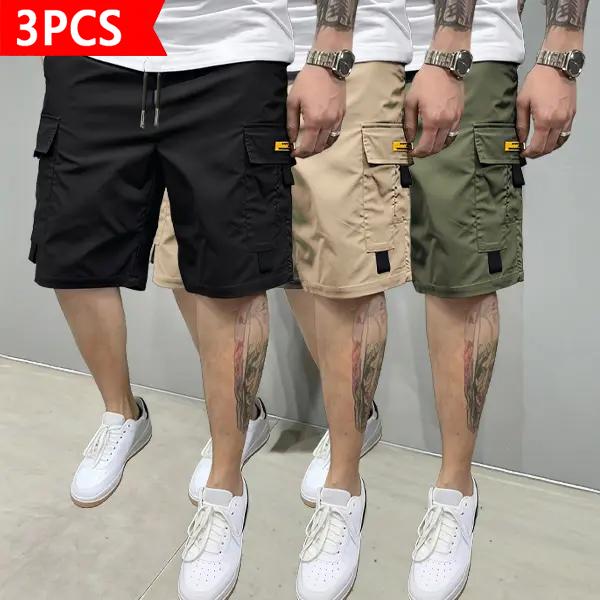 Men’s 3-Pack Cargo Shorts, Loose-Fit Casual Tactical Shorts with Multiple Utility Pockets, Elastic-Waist Summer Shorts for Men, Ideal for Outdoor Activities, Hiking, Work, and Everyday Casual Wear Men’s 3-Pack Cargo Shorts, Loose-Fit Casual Tactical Shorts with Multiple Utility Pockets, Elastic-Waist Summer Shorts for Men, Ideal for Outdoor Activities, Hiking, Work, and Everyday Casual Wear